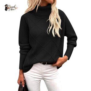 Chunky Knit Turtleneck Pullover Sweater Long Sleeve Fall Winter Top